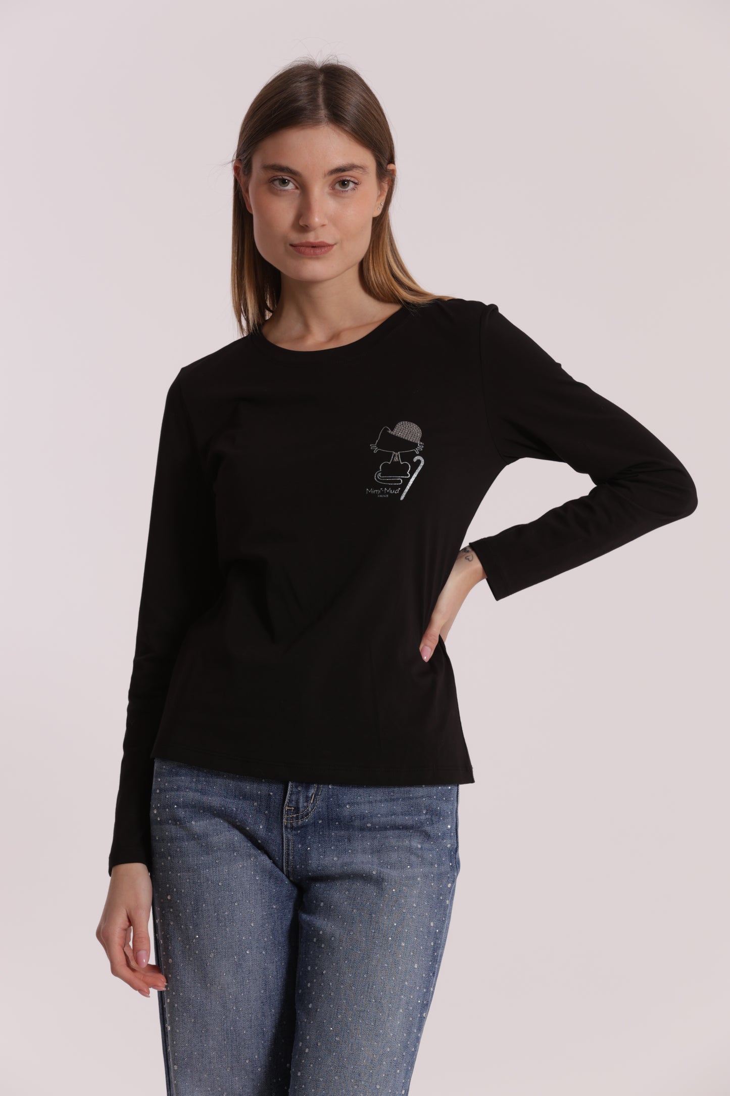 T-SHIRT CON GATTO CHARLIE CHAPLIN