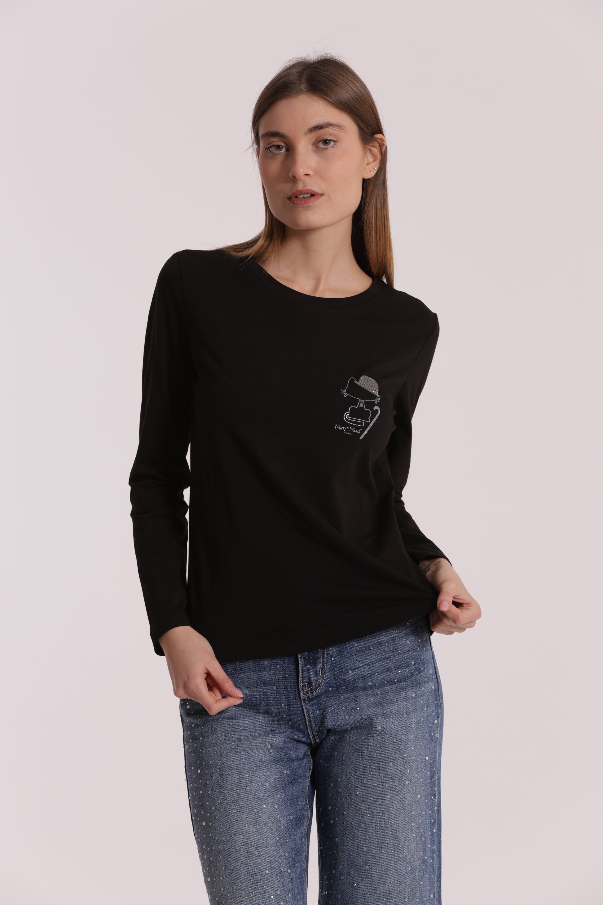 T-SHIRT CON GATTO CHARLIE CHAPLIN