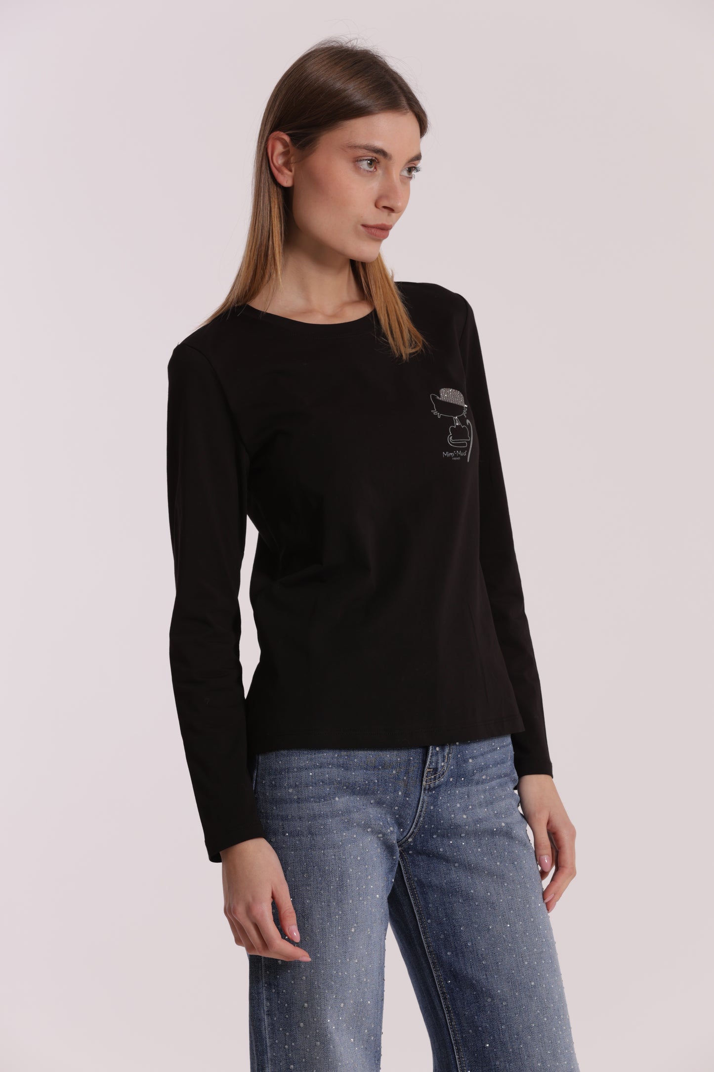 T-SHIRT CON GATTO CHARLIE CHAPLIN