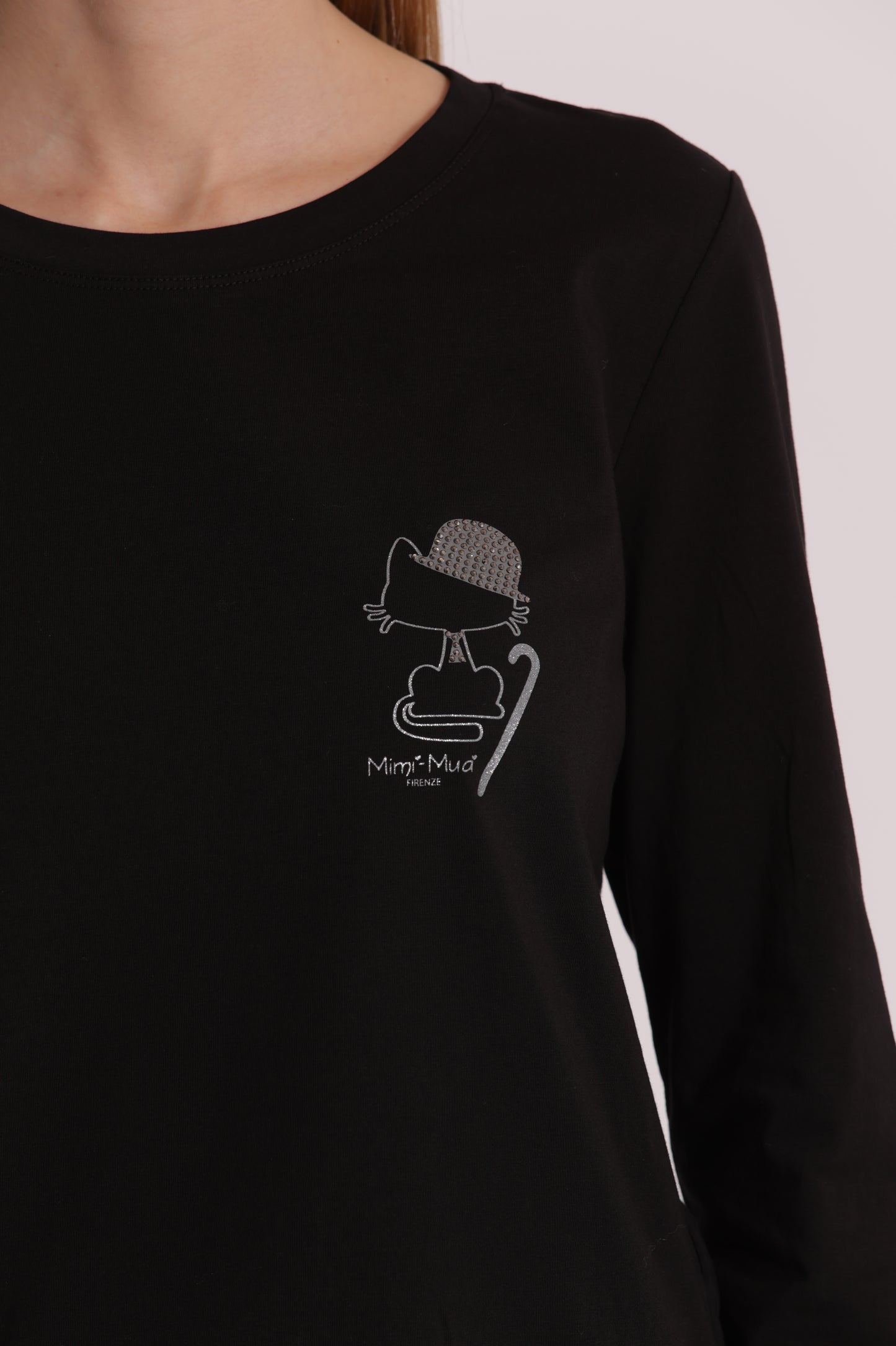 T-SHIRT CON GATTO CHARLIE CHAPLIN