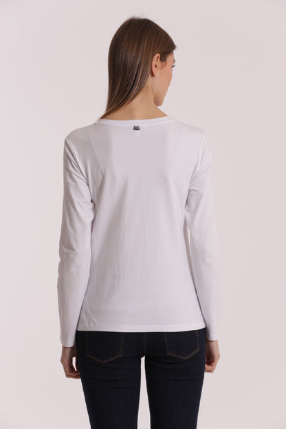 T-SHIRT CON PIOGGIA DI PERLE