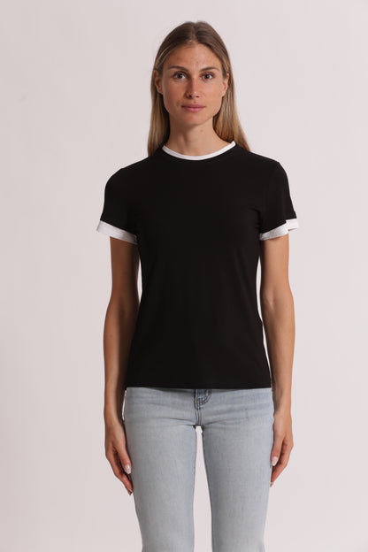 T-SHIRT CON BORDI A CONTRASTO
