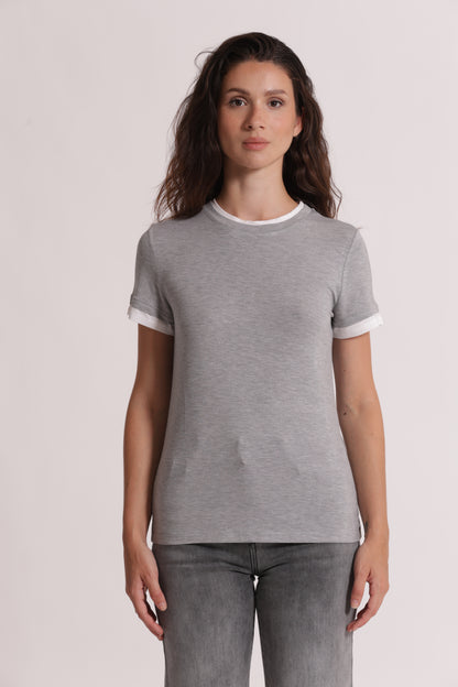 T-SHIRT CON BORDI A CONTRASTO