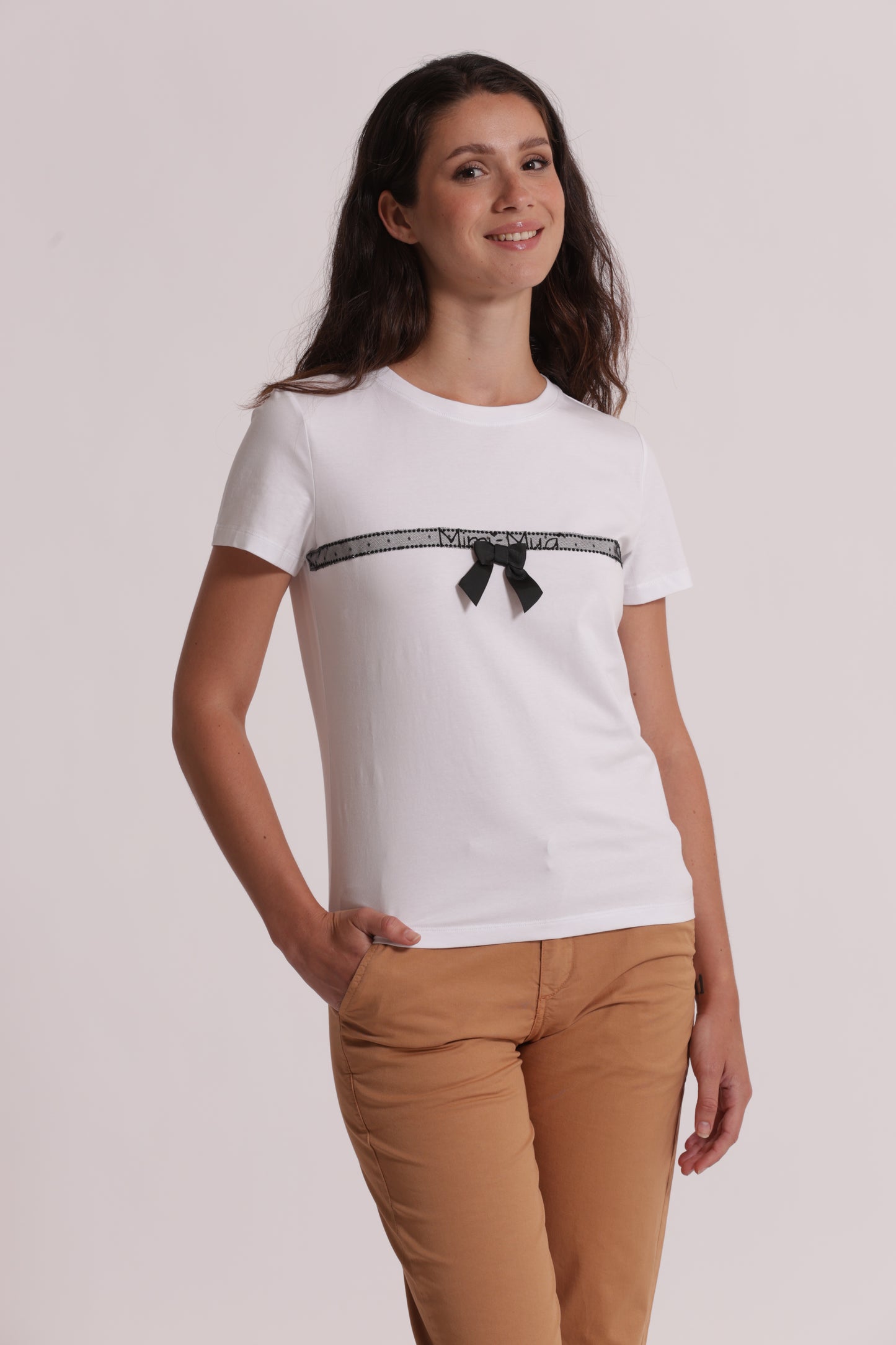 T-SHIRT "MIMI'-MUA'" CON FIOCCO
