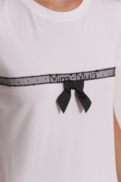 T-SHIRT "MIMI'-MUA'" CON FIOCCO