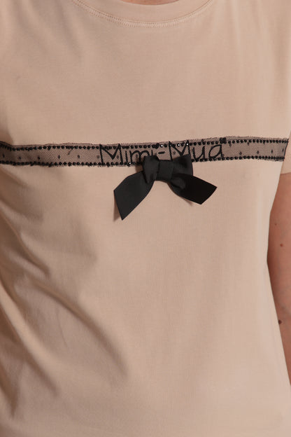 T-SHIRT "MIMI'-MUA'" CON FIOCCO