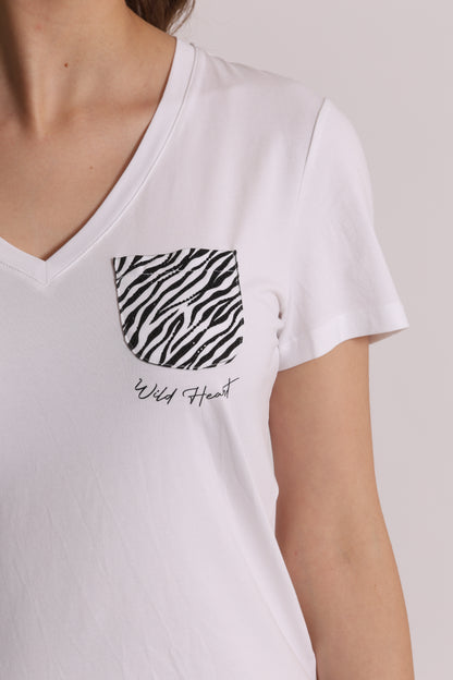 T-SHIRT CON TASCHINO ZEBRATO