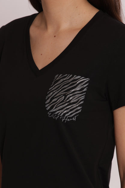 T-SHIRT CON TASCHINO ZEBRATO