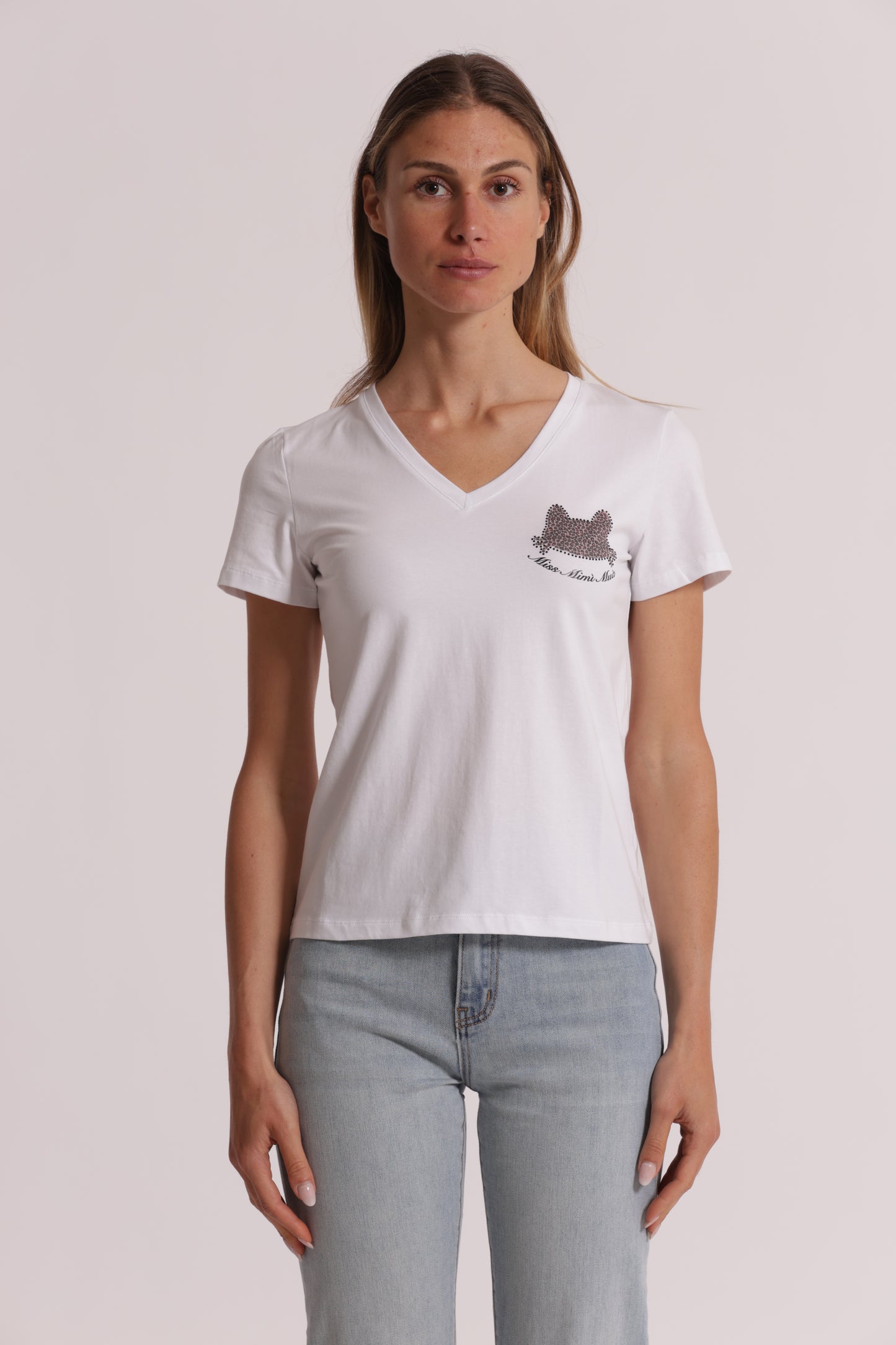T-SHIRT "MISS MIMI MUA" CON GATTO ZEBRATO