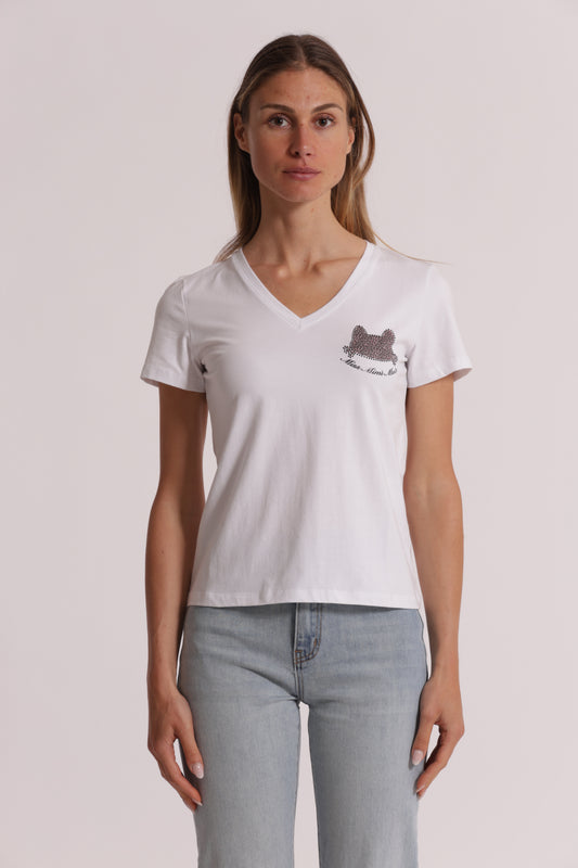 T-SHIRT "MISS MIMI MUA" CON GATTO ZEBRATO