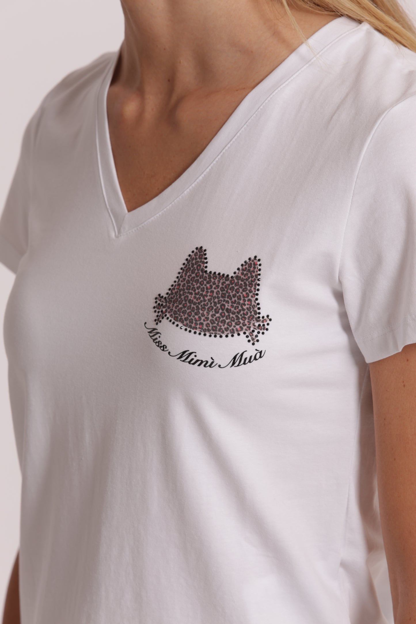 T-SHIRT "MISS MIMI MUA" CON GATTO ZEBRATO