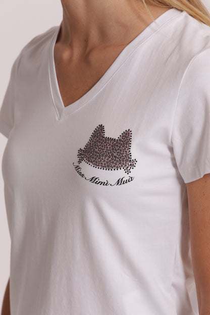 T-SHIRT "MISS MIMI MUA" CON GATTO ZEBRATO