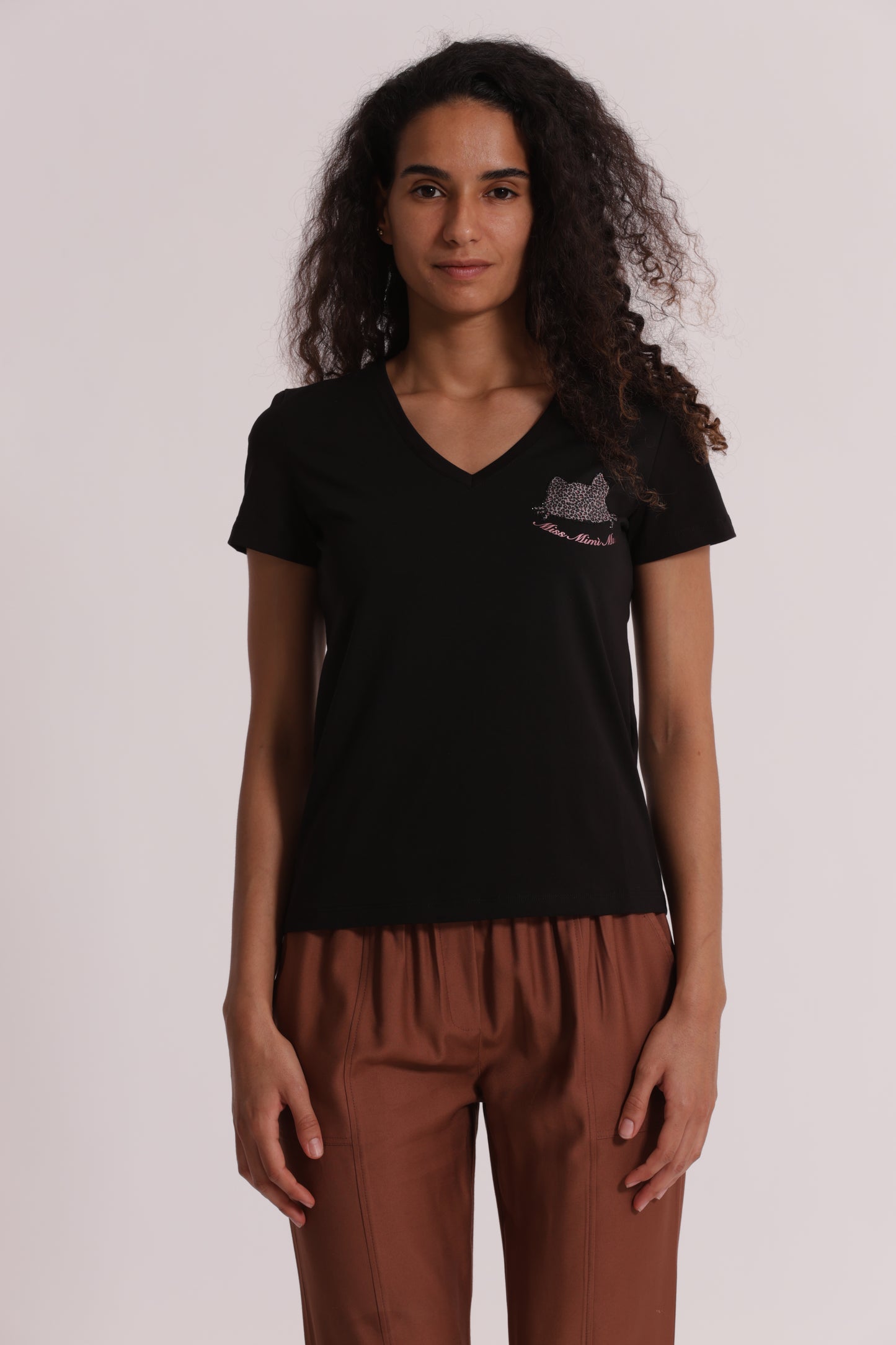 T-SHIRT "MISS MIMI MUA" CON GATTO ZEBRATO