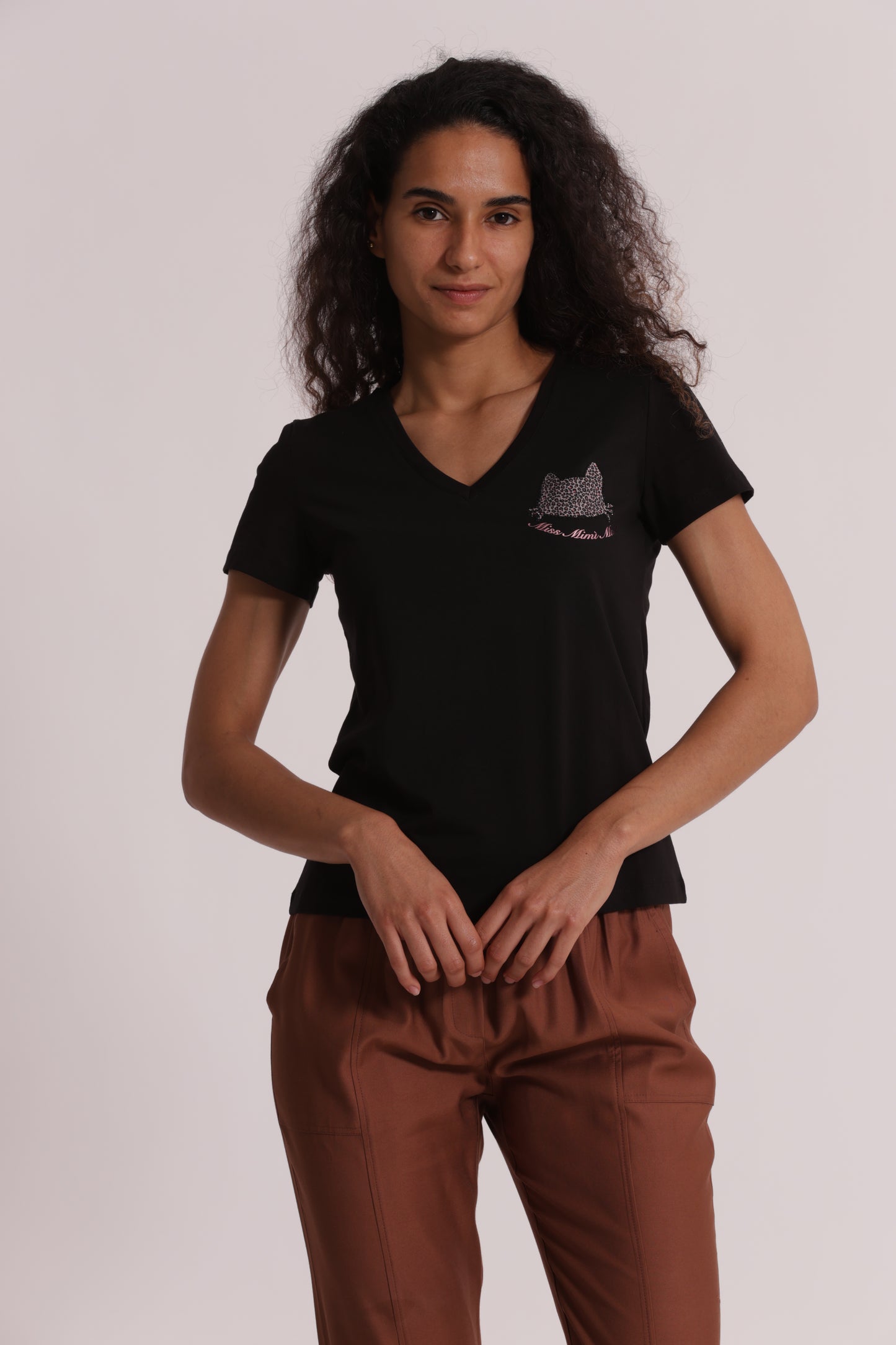T-SHIRT "MISS MIMI MUA" CON GATTO ZEBRATO