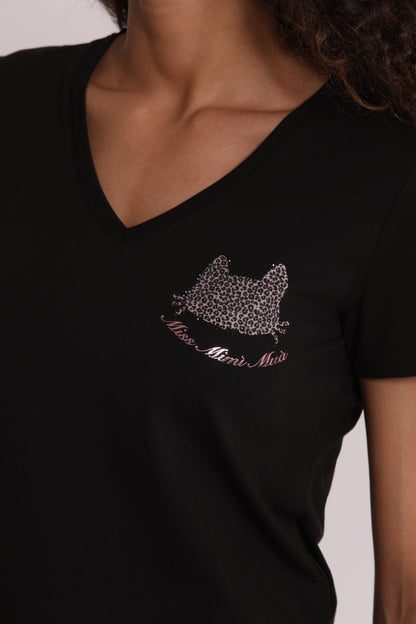T-SHIRT "MISS MIMI MUA" CON GATTO ZEBRATO