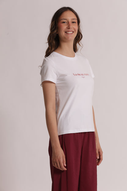 T-SHIRT "LA VIE EN ROSE" RICAMATO