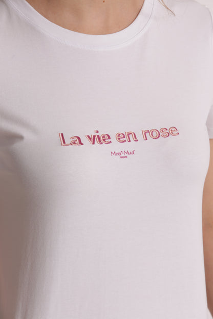 T-SHIRT "LA VIE EN ROSE" RICAMATO