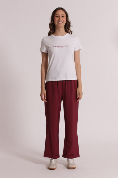 T-SHIRT "LA VIE EN ROSE" RICAMATO