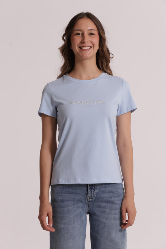 T-SHIRT "LA VIE EN ROSE" RICAMATO