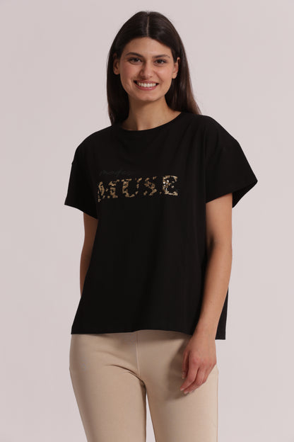 T-SHIRT "MODERN MUSE" CON PAILLETTES