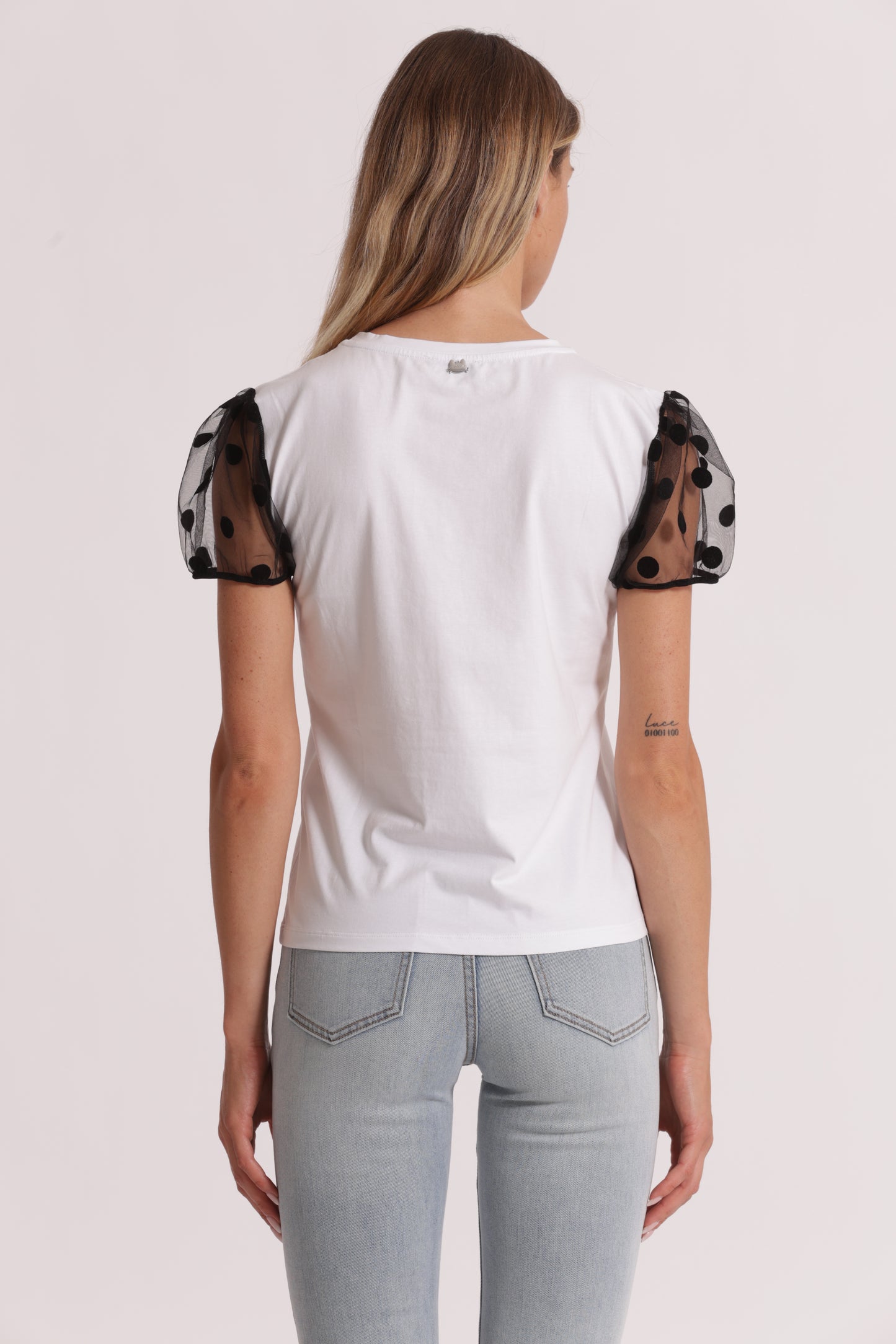 T-SHIRT "ESPRIT PARIS" CON MANICHE A POIS