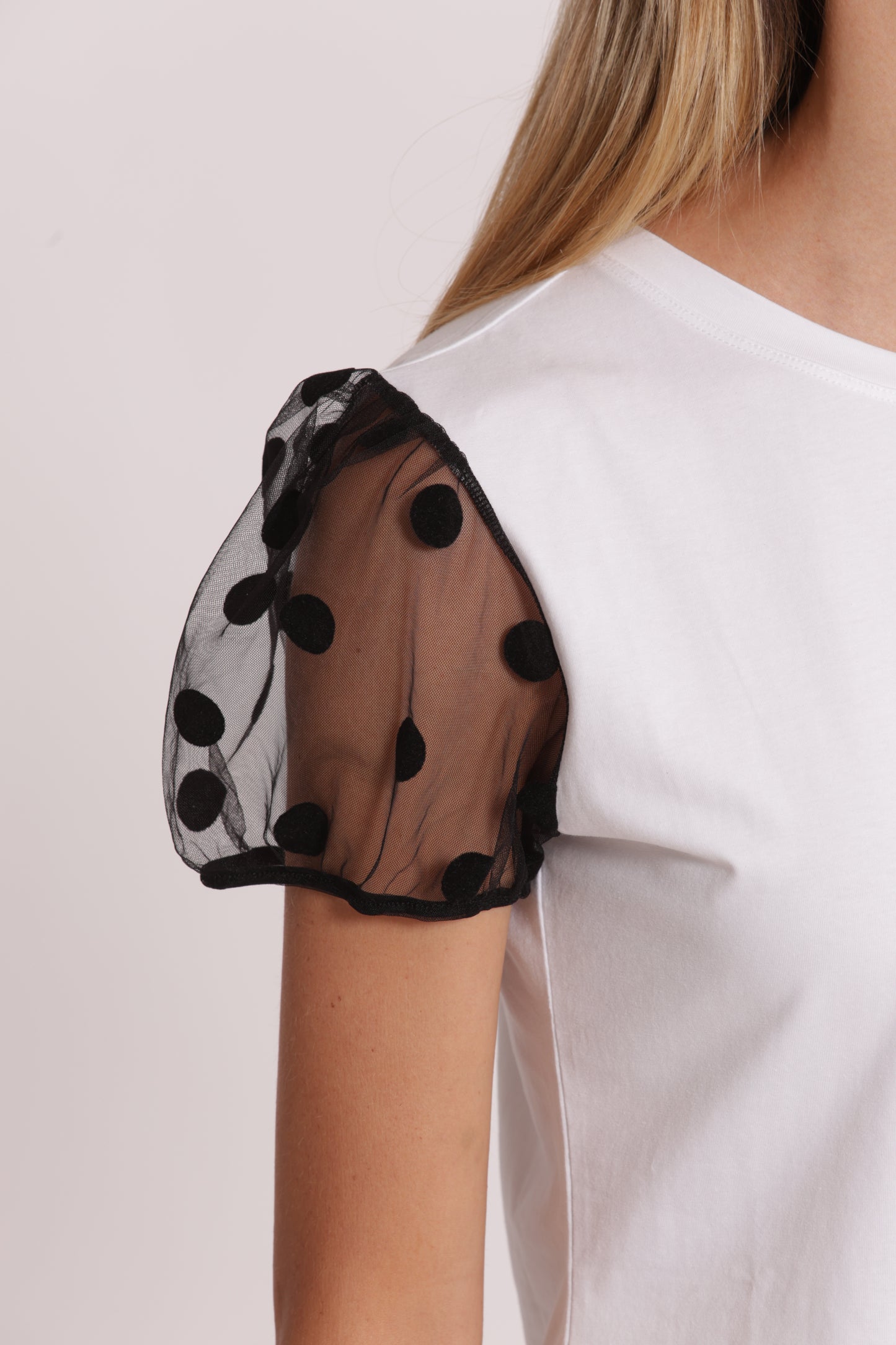 T-SHIRT "ESPRIT PARIS" CON MANICHE A POIS