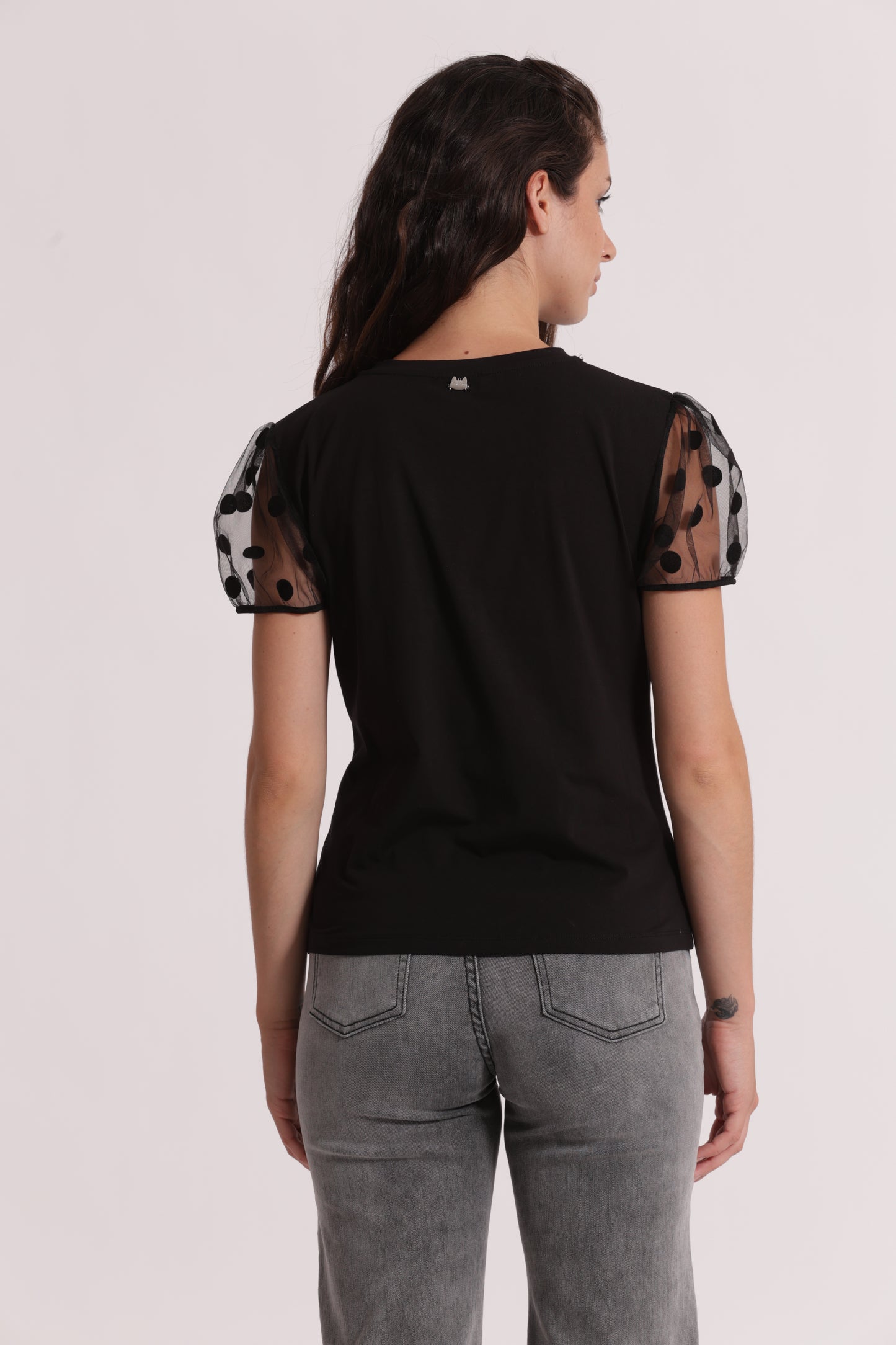 T-SHIRT "ESPRIT PARIS" CON MANICHE A POIS