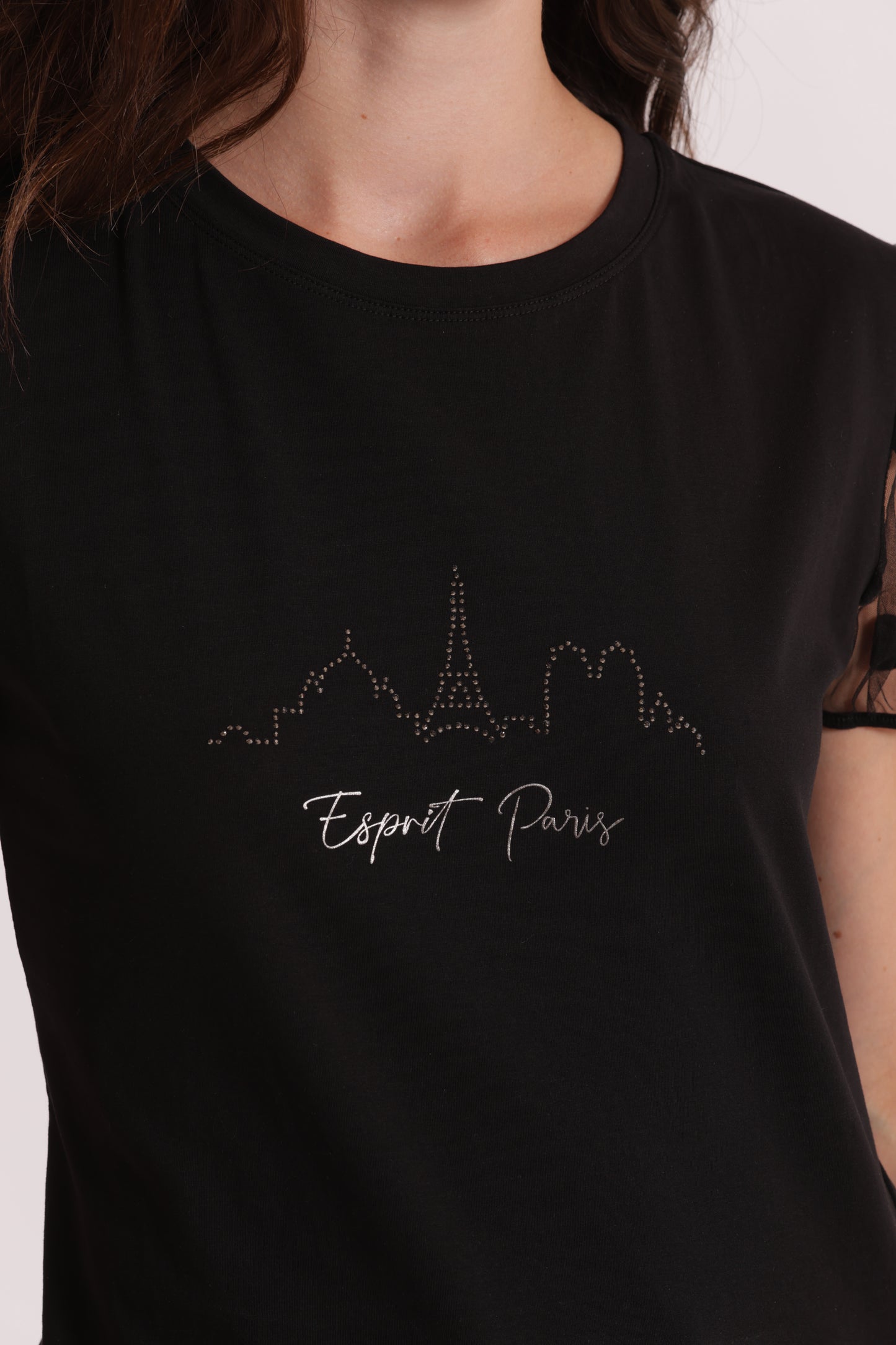 T-SHIRT "ESPRIT PARIS" CON MANICHE A POIS
