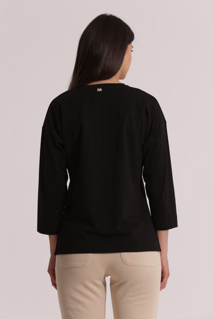 T-SHIRT "MIMI-MUA" SCOLLO A V E MANICHE LUNGHE