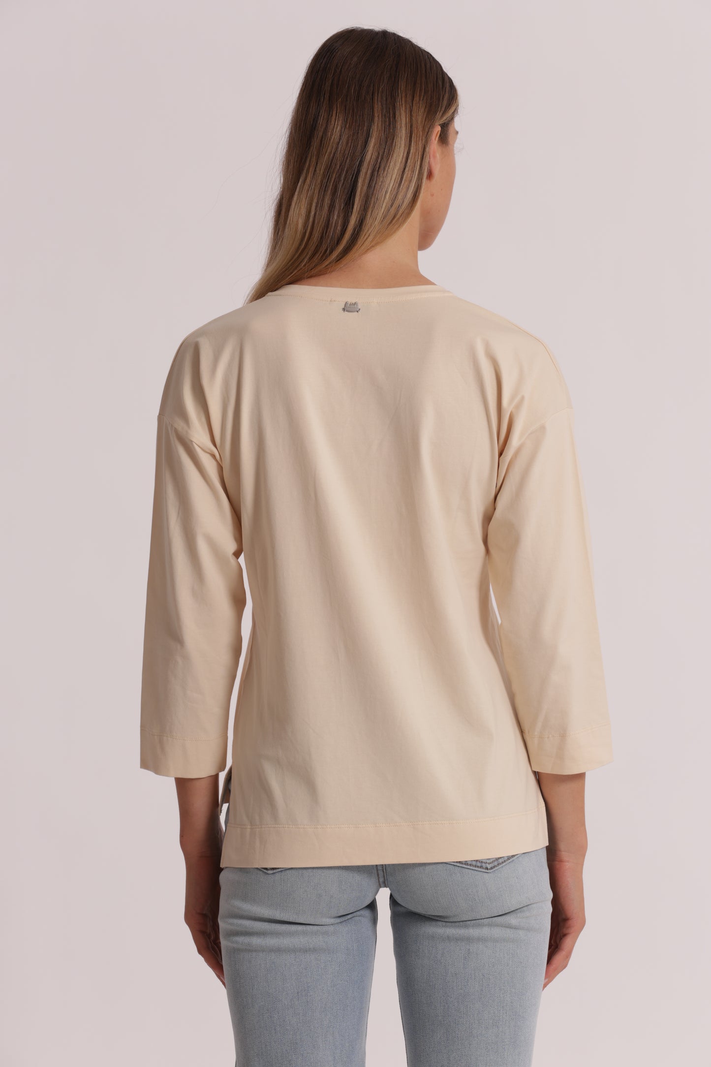 T-SHIRT "MIMI-MUA" SCOLLO A V E MANICHE LUNGHE