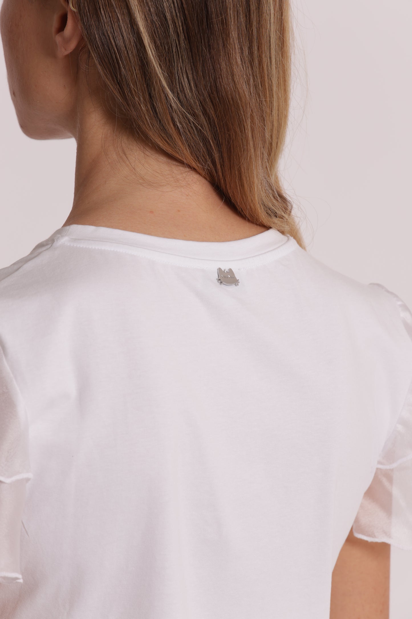 T-SHIRT "KEY TO MY HEART" E MANICHE CON VOLANT