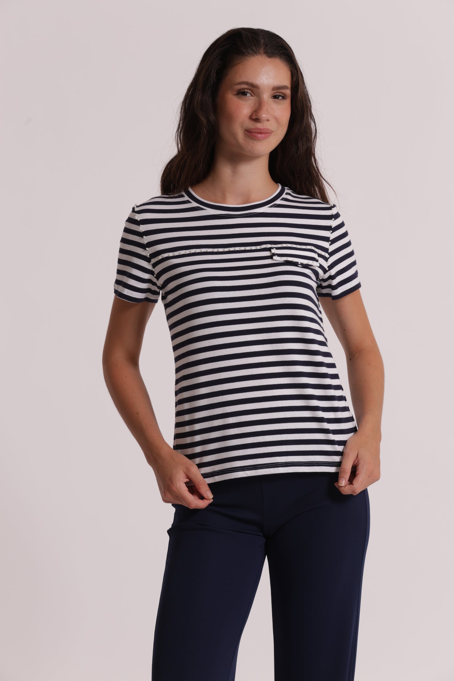 T-SHIRT A RIGHE CON BORCHIE