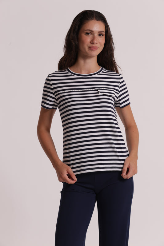 T-SHIRT A RIGHE CON BORCHIE