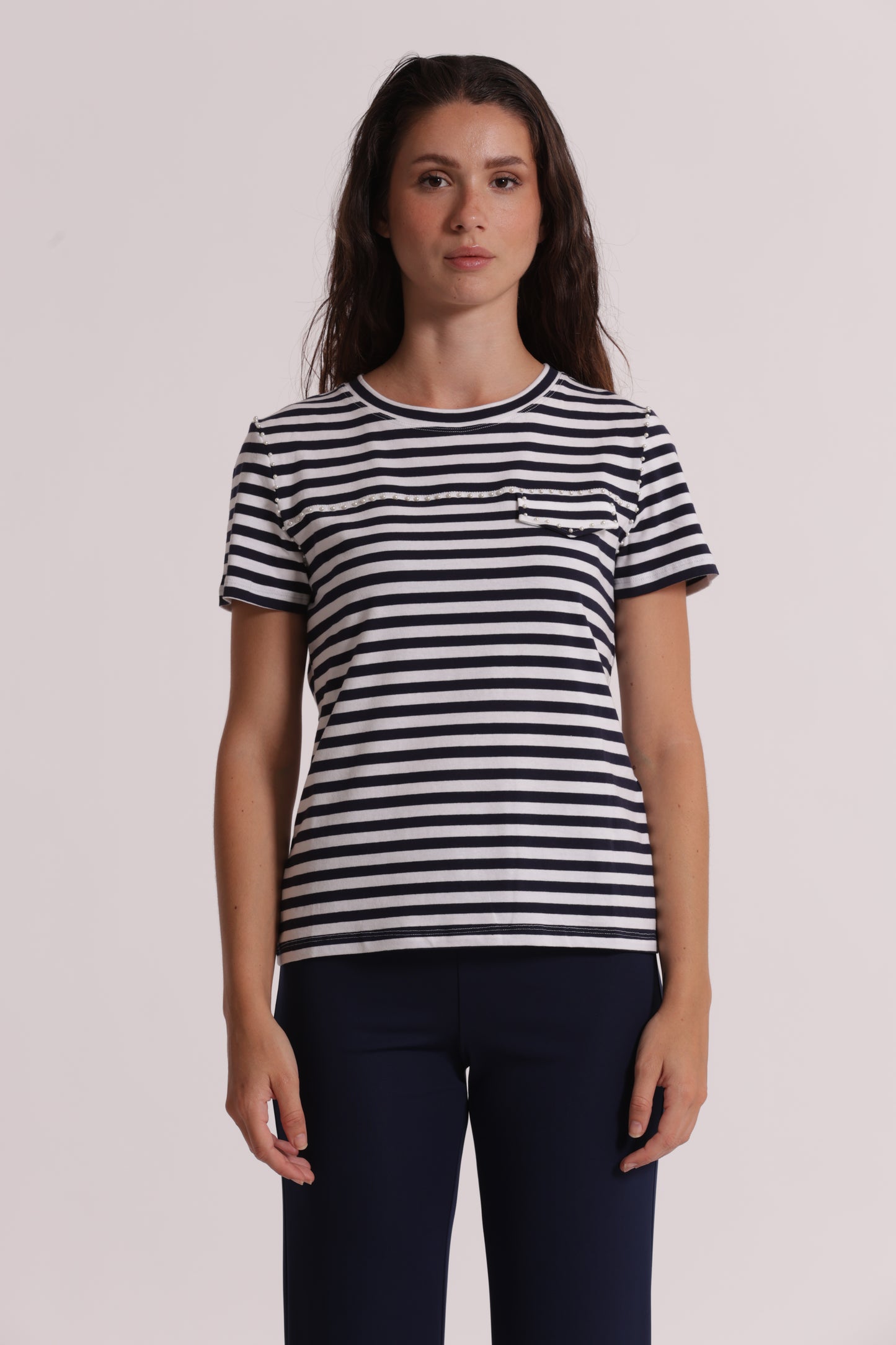 T-SHIRT A RIGHE CON BORCHIE