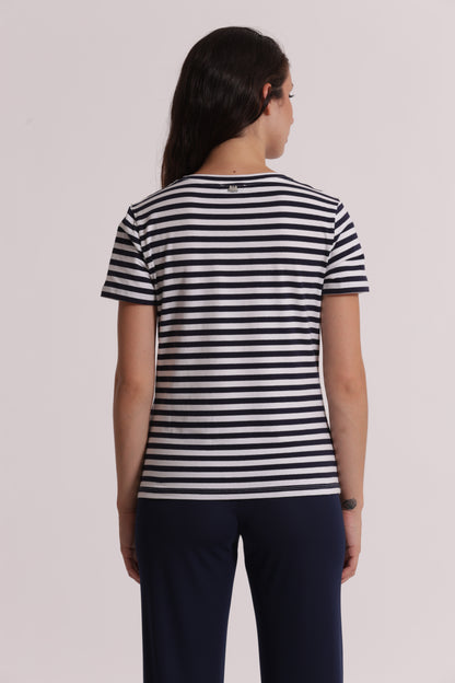 T-SHIRT A RIGHE CON BORCHIE