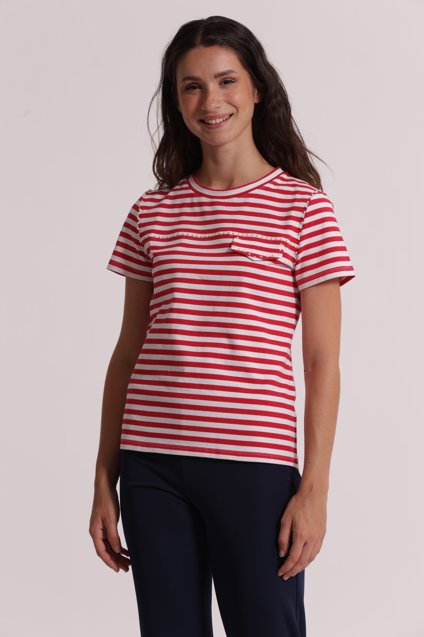 T-SHIRT A RIGHE CON BORCHIE