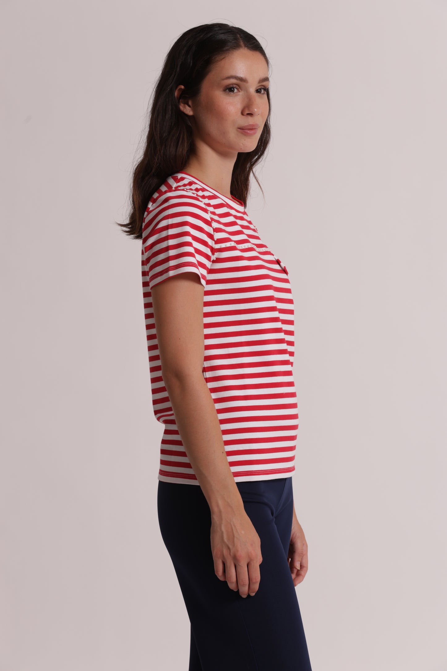 T-SHIRT A RIGHE CON BORCHIE