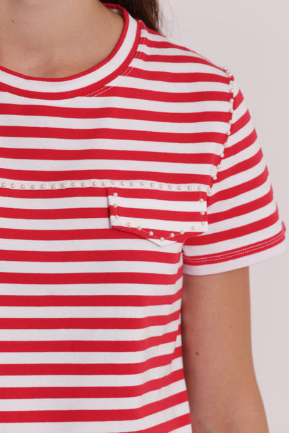 T-SHIRT A RIGHE CON BORCHIE