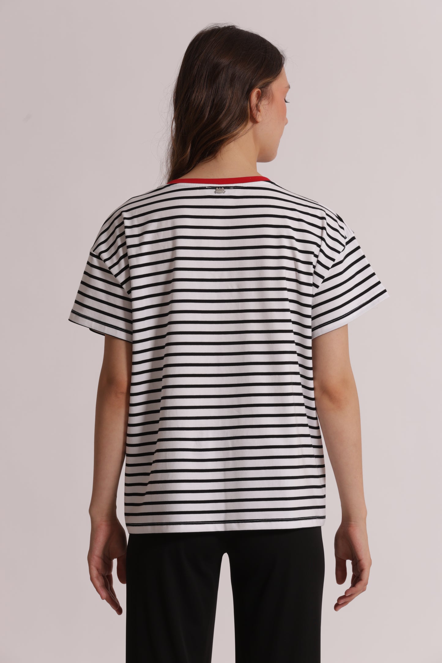 T-SHIRT RIGHE CON STAMPA GATTO