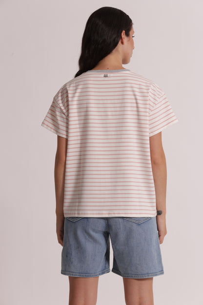 T-SHIRT RIGHE CON STAMPA GATTO