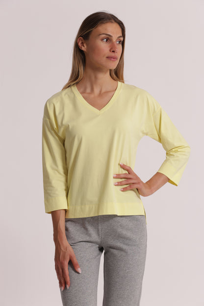 T-SHIRT BASIC CON RICAMO GATTO MANICHE LUNGHE