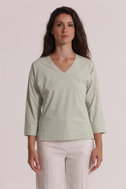 T-SHIRT BASIC CON RICAMO GATTO MANICHE LUNGHE