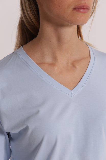 T-SHIRT BASIC CON RICAMO GATTO MANICHE LUNGHE