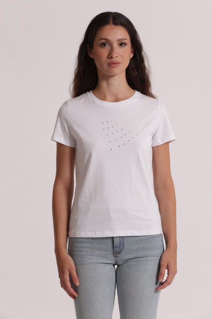 T-SHIRT MEZZE MANICHE CON BORCHIE FRONTALI