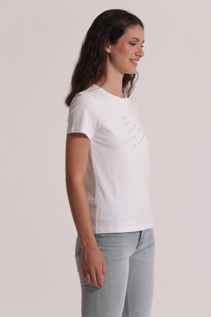 T-SHIRT MEZZE MANICHE CON BORCHIE FRONTALI