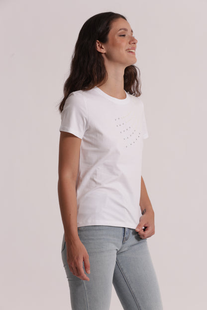 T-SHIRT MEZZE MANICHE CON BORCHIE FRONTALI