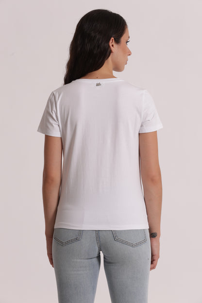 T-SHIRT MEZZE MANICHE CON BORCHIE FRONTALI