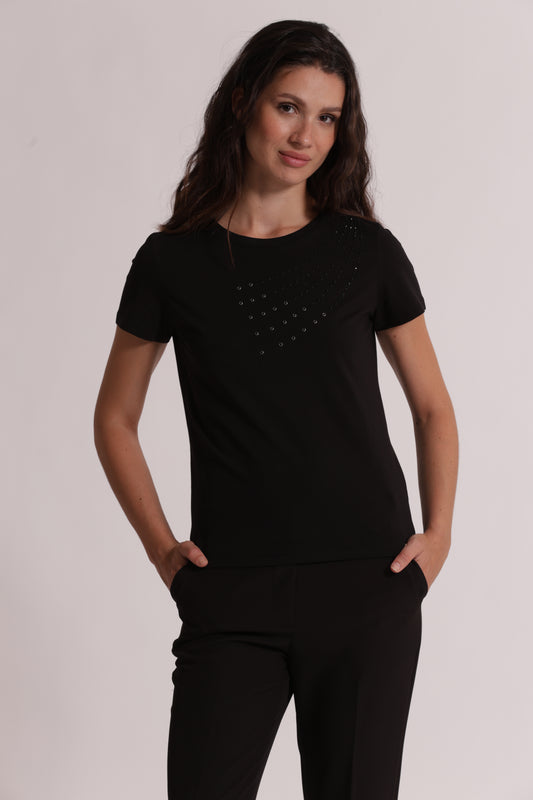 T-SHIRT MEZZE MANICHE CON BORCHIE FRONTALI