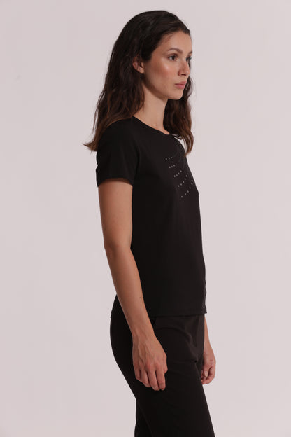 T-SHIRT MEZZE MANICHE CON BORCHIE FRONTALI