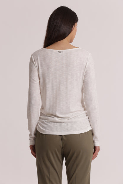 T-SHIRT CON ARRICCIO LATERALE MANICHE LUNGHE